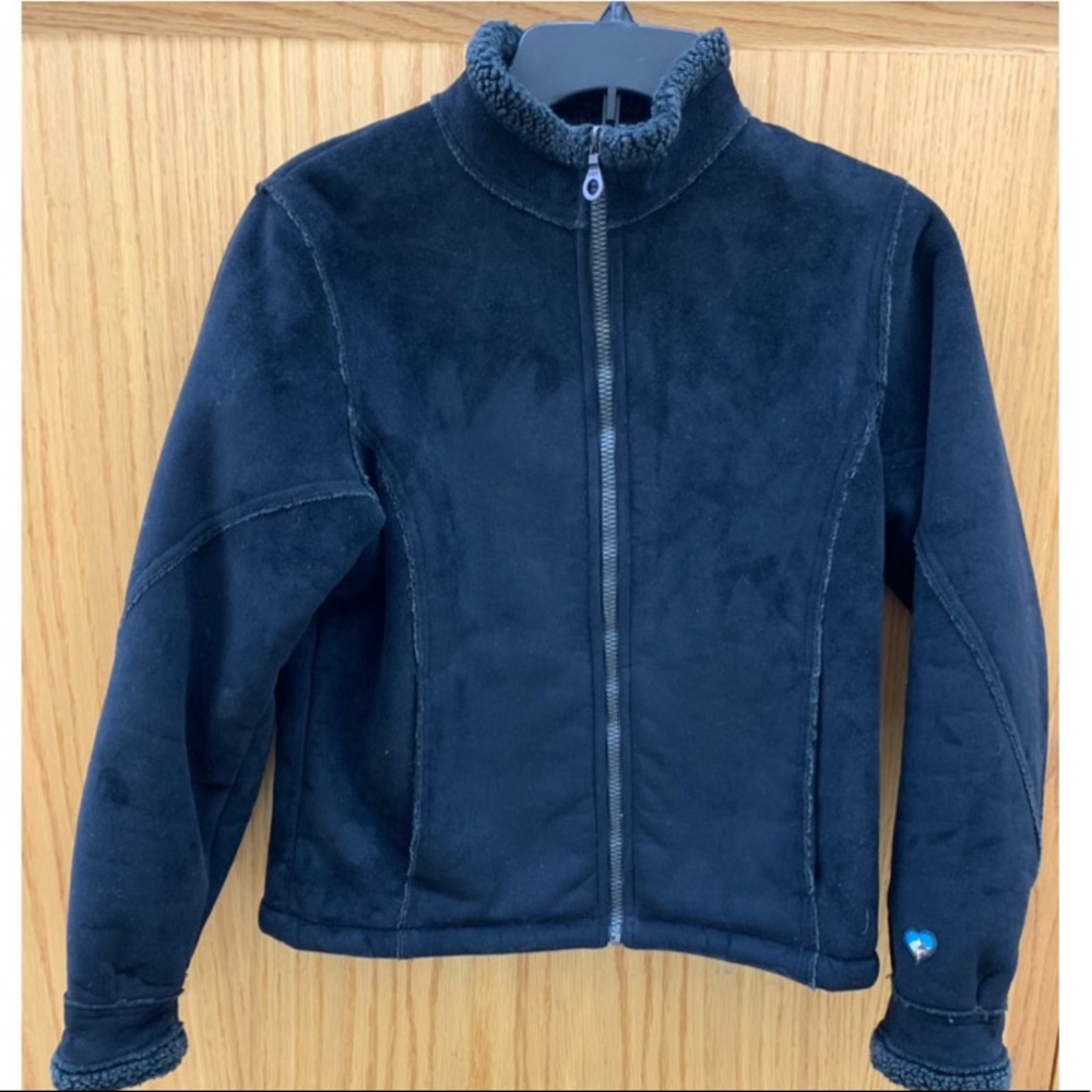 KUHL Black Zip Up Microshearling Jacket Size Small